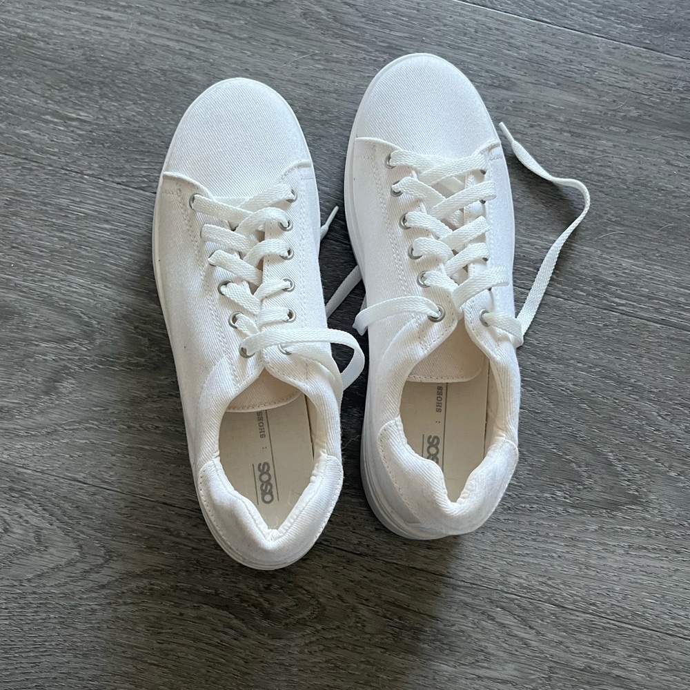ASOS white platform canvas sneakers